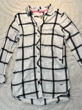 Triple Five Soul White Button-Down Shirt with Black Windowpane Check
